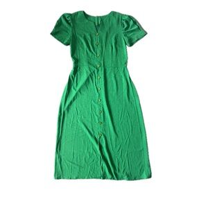 Green Button-Front Women’s Dress